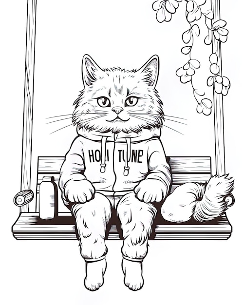 um gato vestindo uma camisa que diz hou sobre ele