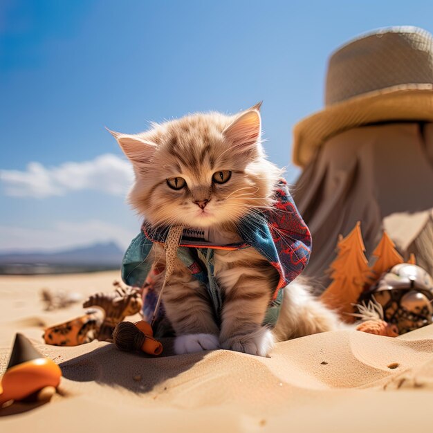 um gato vestindo uma jaqueta que diz o nome nela