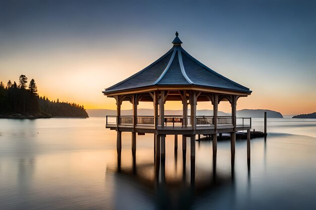 Um gazebo com um gazebo no topo dele