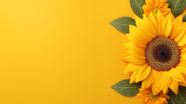 um girassol amarelo em um fundo amarelo