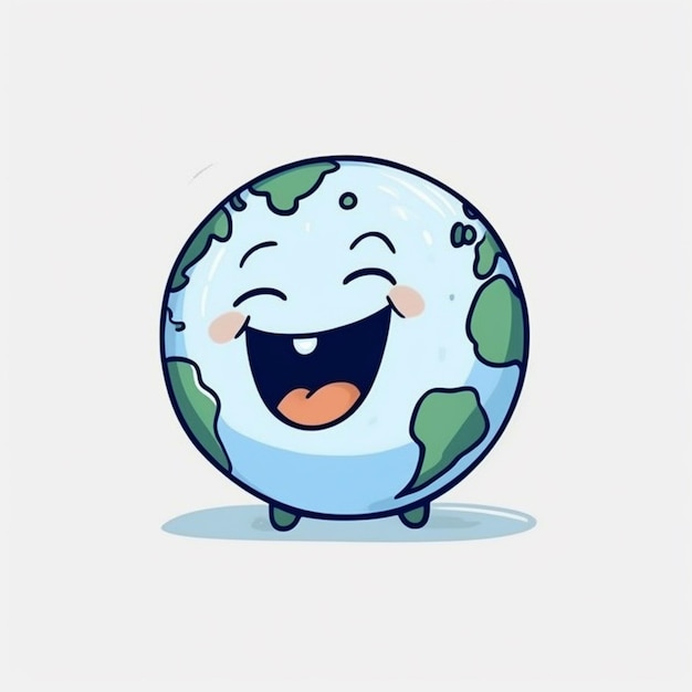 um globo de desenho animado com um rosto feliz e um sorriso generativo ai