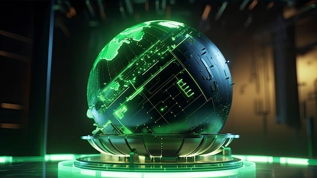 Um globo de tecnologia verde