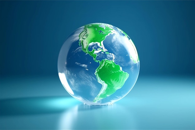Um globo de vidro com fundo azul perfeito para o fundo do Dia da Terra