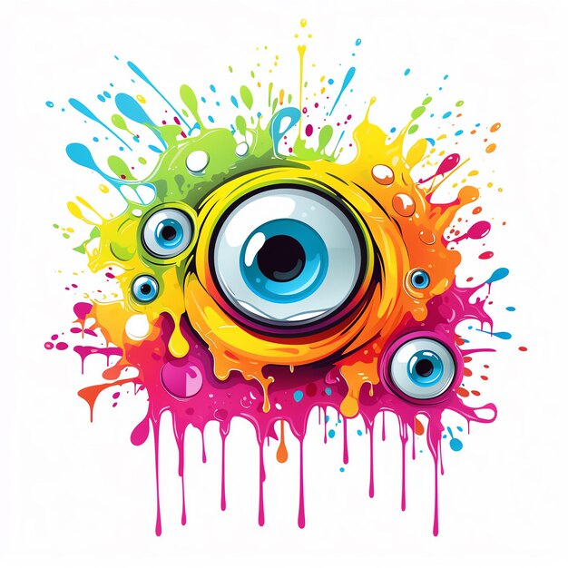 Foto um globo ocular colorido com muitos olhos pequenos