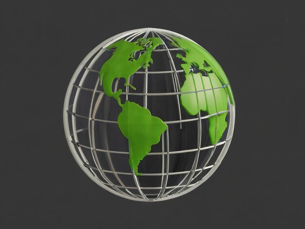 um globo verde com um mapa verde do mundo nele