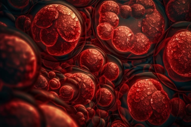 Um glóbulo vermelho com um fundo vermelho escuro