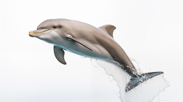 Um golfinho em fundo branco é um mamífero aquático dentro da infraordem Cetacea