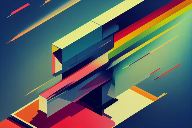 Um gráfico colorido de um cubo com estilo de design 3d mash up