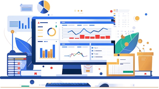 um gráfico de um computador com um diagrama de um plano de negócios