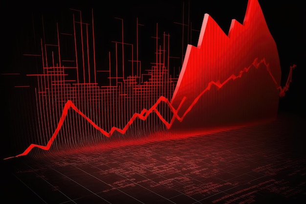 Foto um gráfico vermelho em negrito mostrando um declínio acentuado e persistente no desempenho financeiro