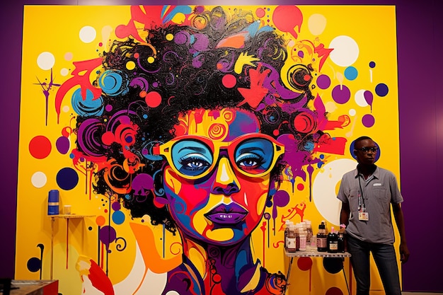 um grafiteiro PopArt em ação