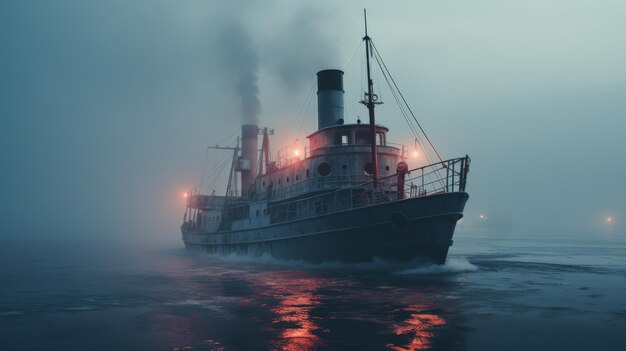 Um grande barco flutuando na água