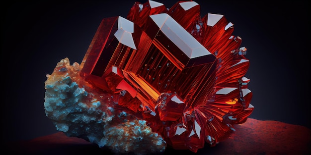 Um grande diamante vermelho sentado em cima de uma IA generativa de rocha