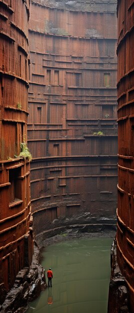 um grande edifício industrial com uma série de janelas no lado