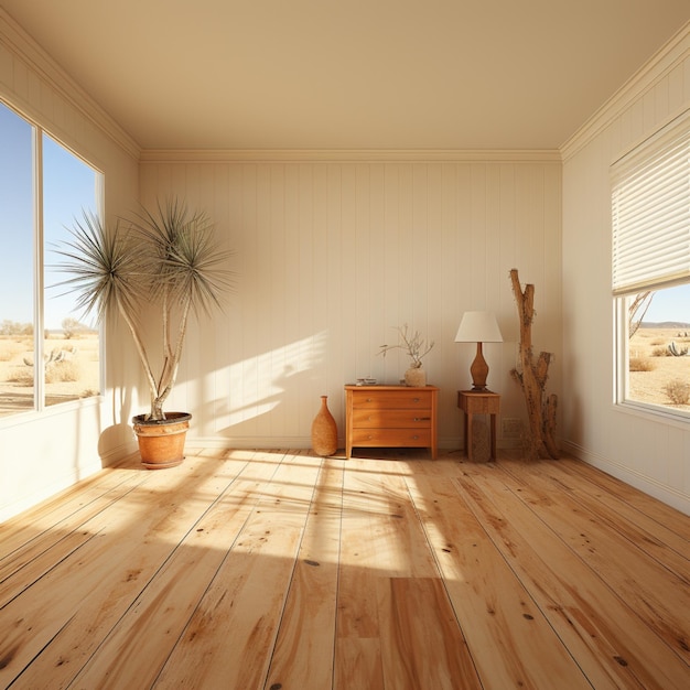 Um grande farol interior feito de madeira com estética impecável