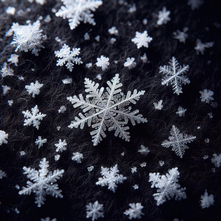 Foto um grande floco de neve branco sobre um fundo preto