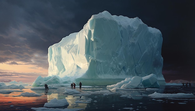 Foto um grande iceberg flutuando na costa do atlântico norte