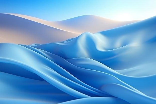 Um grande pano azul sedoso subindo de um deserto Generative Ai