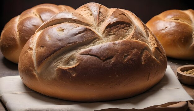 Um grande pão feito à mão preparado para a Acção de Graças.