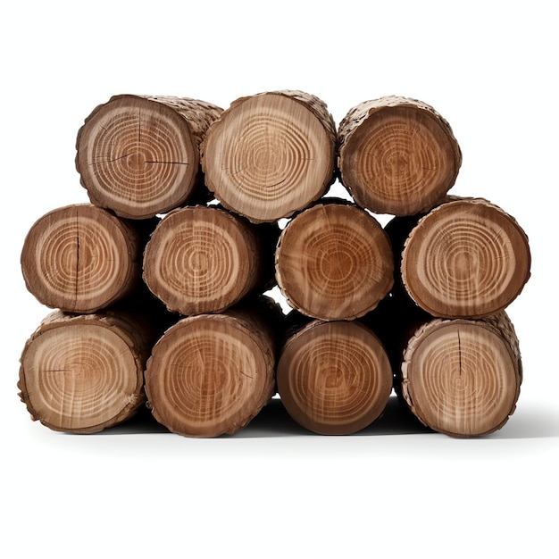 Um grande pedaço circular de madeira, tronco de madeira ou madeira empilhada para indústria moveleira.