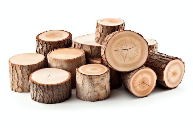 Um grande pedaço circular de madeira, tronco de madeira ou madeira empilhada para indústria moveleira.
