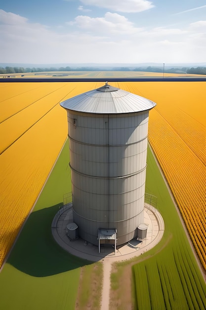 Foto um grande silo com um grande silo no meio dele