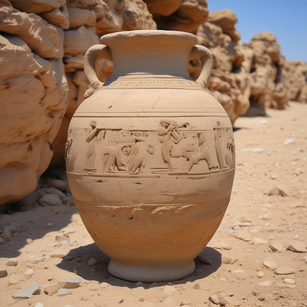 Foto um grande vaso de barro com a palavra deus nele