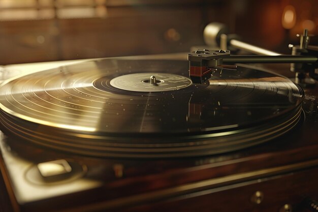 Foto um gravador vintage girando vinil