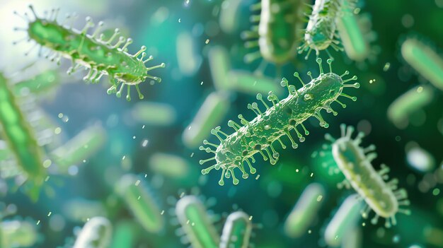 Foto um grupo de bactérias verdes que estão em uma planta