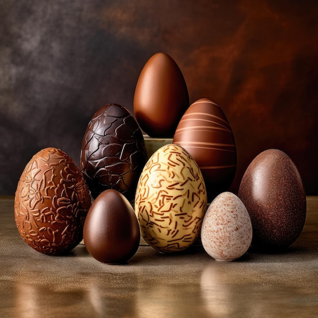 Foto um grupo de belos ovos de páscoa