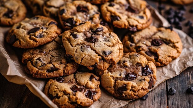 Um grupo de biscoitos de chocolate