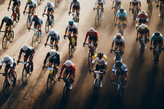 Um grupo de ciclistas está pedalando pelas ruas.