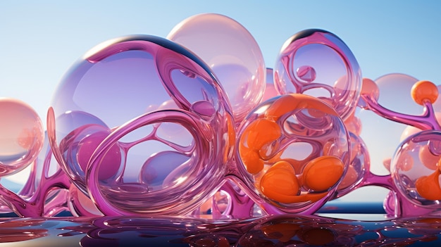 Um grupo de esferas de vidro