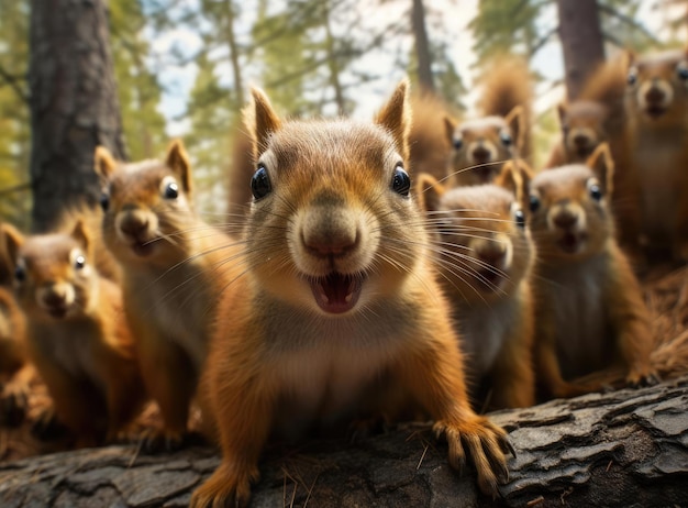 Um grupo de esquilos