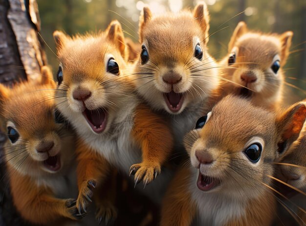 Um grupo de esquilos