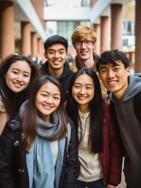 Um grupo de estudantes posa para uma foto.