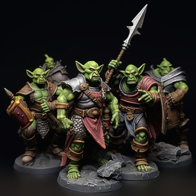 Um grupo de figuras de brinquedo goblin