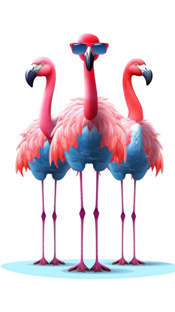 Foto um grupo de flamingos com penas cor de rosa