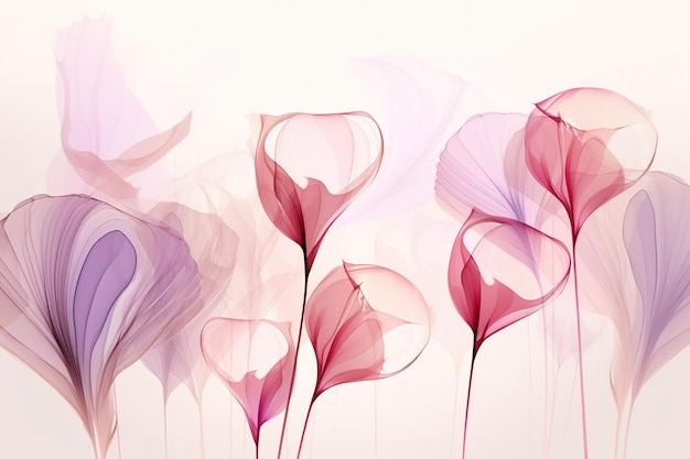Um grupo de flores cor de rosa em uma imagem ai generativa de fundo branco