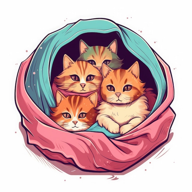 Foto um grupo de gatinhos adoráveis aconchegados juntos