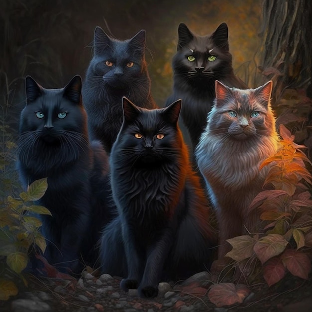 Um grupo de gatinhos adoráveis