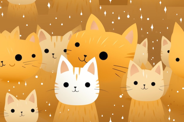 um grupo de gatos está parado na neve