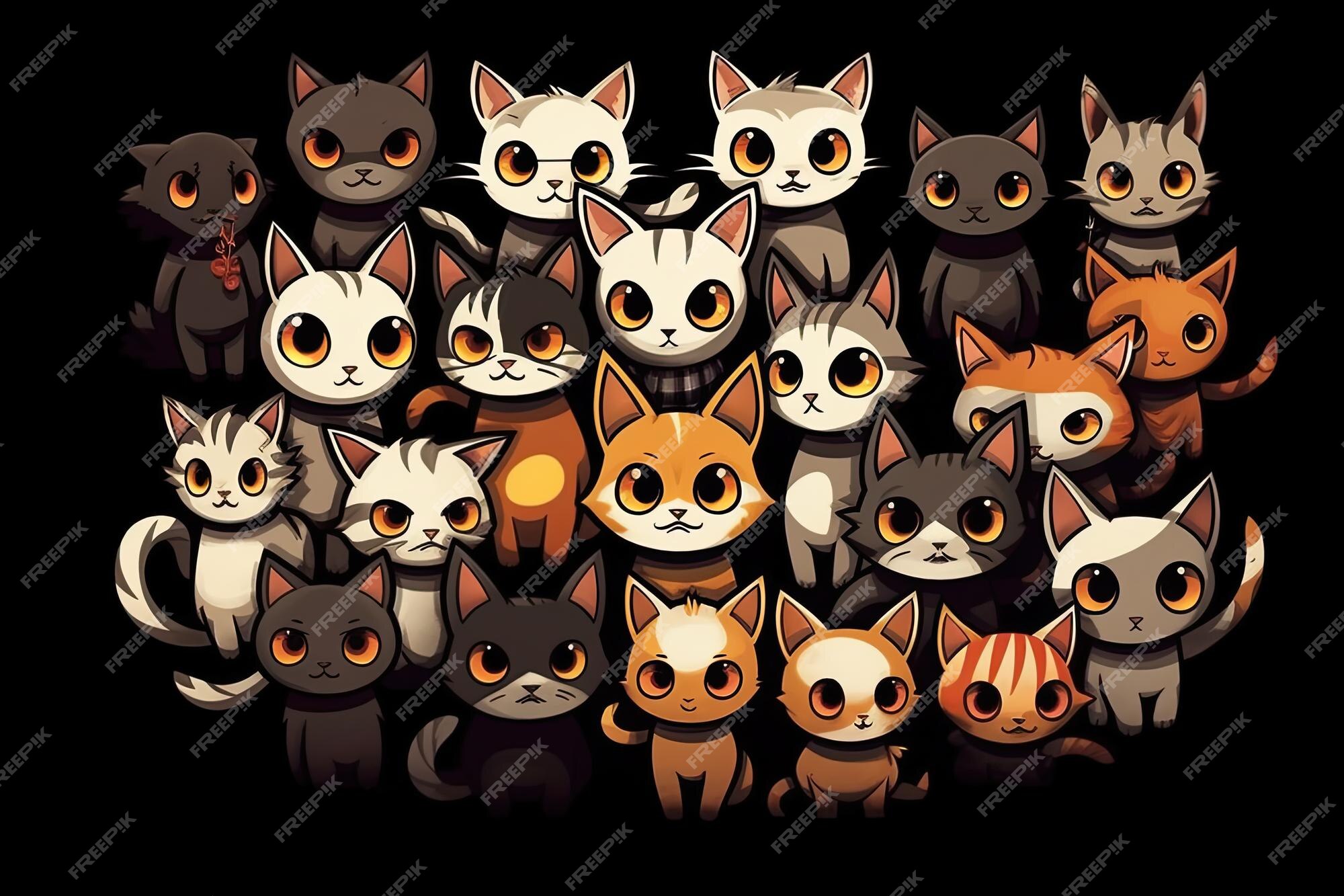 Grupo Da Coleção Do Gato Preto Dos Desenhos Animados Ilustração do Vetor -  Ilustração de horror, luta: 126375868