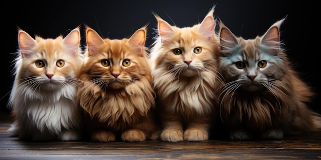 Um grupo de gatos sentados um ao lado do outro imagem generativa de IA