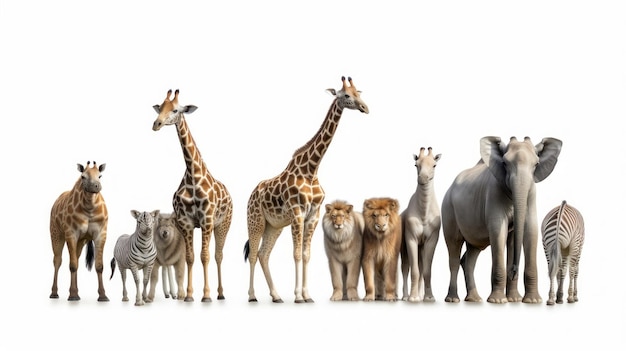 Um grupo de girafas e girafas estão de pé juntos.