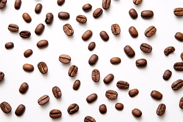 um grupo de grãos de café