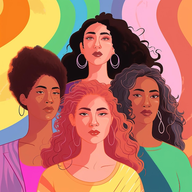 Foto um grupo de ilustração de mulheres multiétnicas