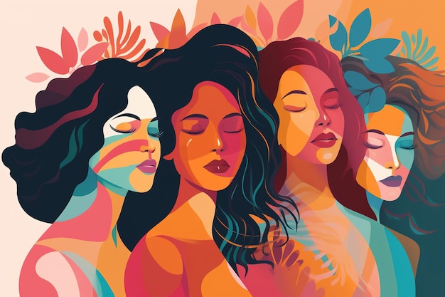 Um grupo de ilustração de mulheres multiétnicas