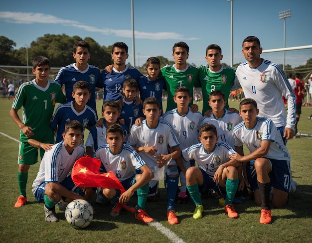 Foto um grupo de jogadores de futebol está posando para uma foto