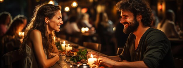 Foto um grupo de jovens amigos a divertirem-se num restaurante